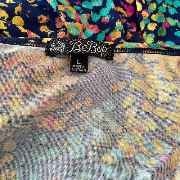 Bebop Wrap Look Dress In A Vibrant Print Sleeveless Size L - Picture 14 of 16